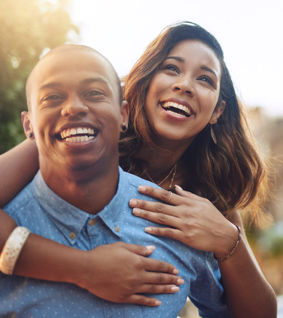 couple laughing together